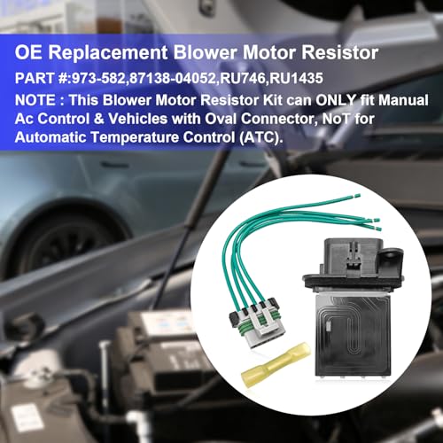 Image of HVAC Resistor Blower Motor Resistor OE# 87138-04052, 973-582, 8713804052, RU746, RU1435 Blower Resistor with Wire Harness Replacement for 2005-2020 Toyota Tacoma
