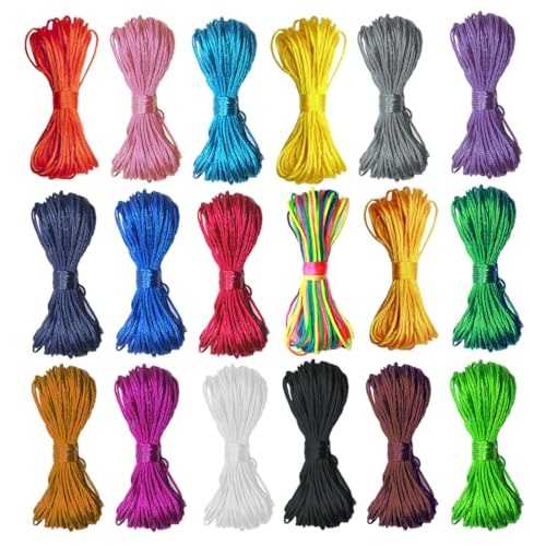 EBOBBY 180 metros Cordon para Pulseras Cordón de Satén de Cola de Rata Cordón de Seda de Nailon Cuerdas para Pulseras 1,5mm para Pulsera de la Amistad Cordón de Anudado Chino Hilos para Hacer Pulseras