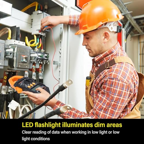 Multímetro de pinza digital, de 2 a 600A AC DC, medidor de voltaje, capacitancia con linterna LED miniatura 7