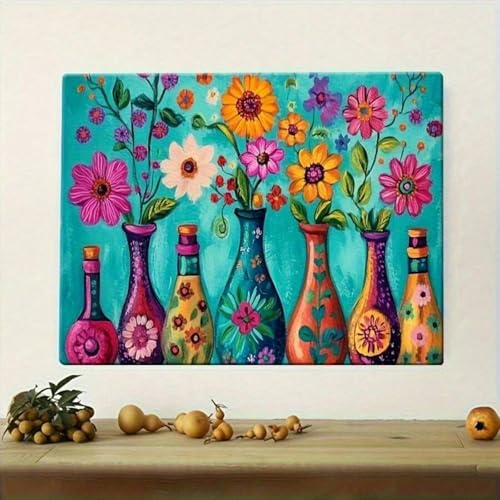 Affiche vase floral bohème pour décoration de chambre et cuisine