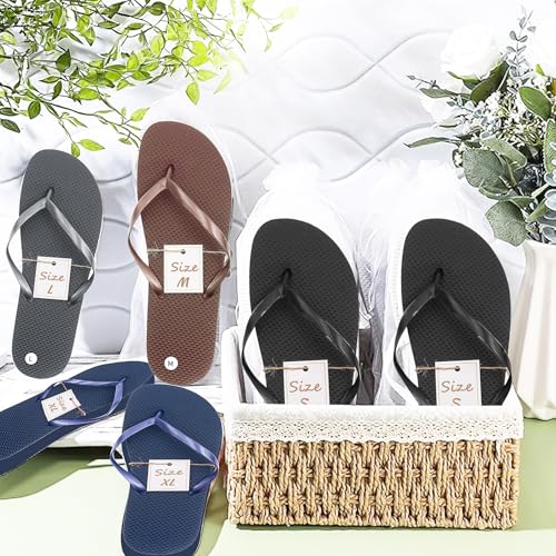 24 Pairs Flip Flop Sandals,Bulk Flip Flops for Wedding Hotel Guest Spa Slippers with Size Cards for Pool Beach Party3