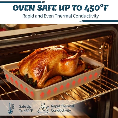 Baking Pans Set, Nonstick Stackable Bakeware Sets, Oven Pans for Cooking, AIVIKI 6 Pieces Baking Sheets Set Including Cookie Sheet, Deep Roaster Pan, Square Pan, Loaf Pan, Muffin Pan, Carbon Steel - Image 6