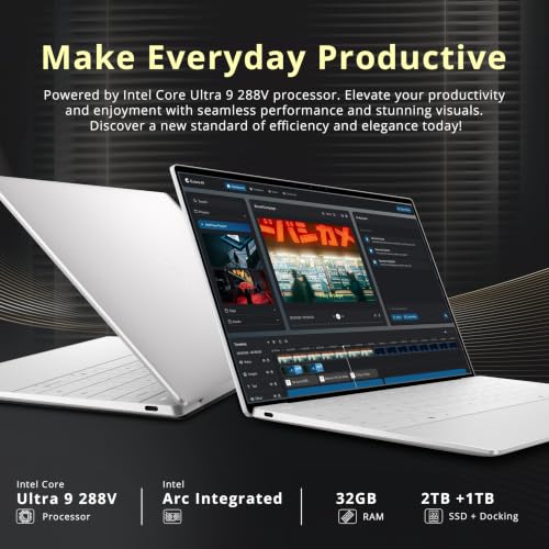 Image of Dell XPS 13.4 inch 3K OLED Touchscreen Laptop, Intel Ultra 9 288V, 32GB RAM, 3TB Storage(2TB SSD+1TB Docking Station Set), Intel Arc Graphics, Backlit Keyboard, Fingerprint, Wi-Fi 7, Win 11, Platinum