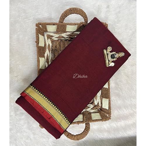 Image of Narayanpet Pure Cotton Avani Border Saree for Women with Running Blouse | Tassels | Traditional Woven Solid Design | Handloom Weave