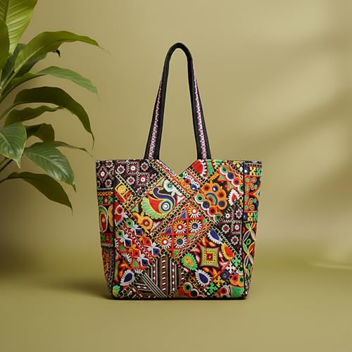 Bolso Hobo Tote Banjara Artesanal Multicolor para Mujer miniatura 3