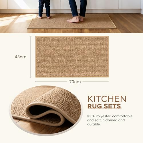 Carvapet Kitchen Mats for Floor, Super Absorbent Kitchen Rugs Non Slip Washable, Rubber Backing Soft Oatmeal Braided Kitchen Floor Mat Standing Mat Sink Mat(Brown,43 * 70cm) - Image 3