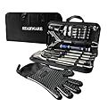 SEARWARE Barbecue Grill Tool Set - Stainless Steel - Strong Durable Design - Heat Resistant Glove & Bristle Free Grill Brush - Thermometer, Meat Injector, & Corn Skewers - Perfect For Smokers & Grills