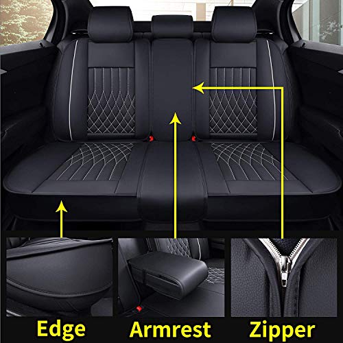 Image of Aierxuan Seat Covers for Toyota Camry, Honda Civic (Black-White, Full Set)