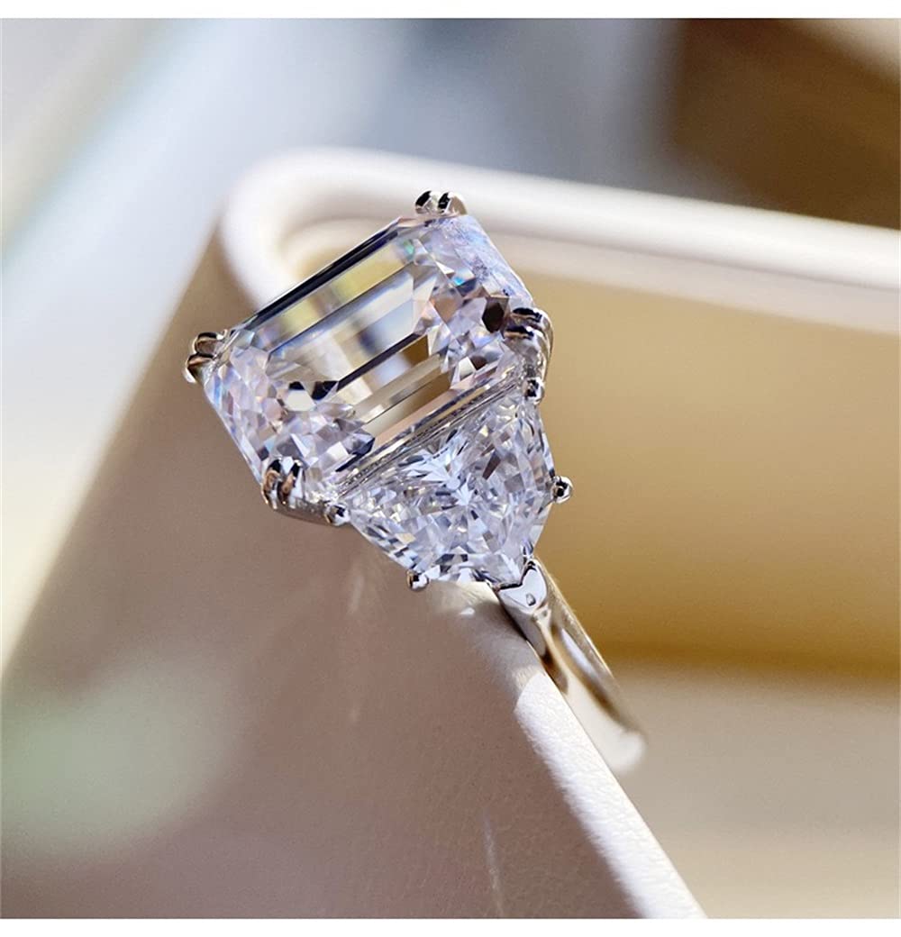 SixTwo 925 Sterling Silver Princess Square Cut 5.0 ct AAA Cubic Zirconia Rings White Crystal CZ Diamond Eternity Engagement Wedding Band Ring Promise Ring for Women ST.189 (8)