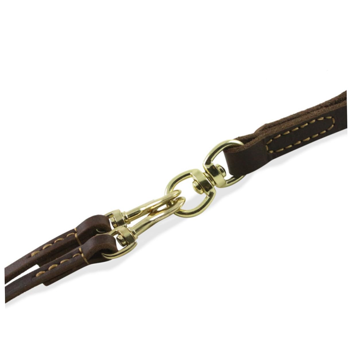 Laisse Double Tête pour Chien Réglable en Cuir de Vache 1 Pièce | 1, 6 X 120cm, Style Mode, Légère et Robuste, pour Chien et Chiot, Extérieur et Voyages