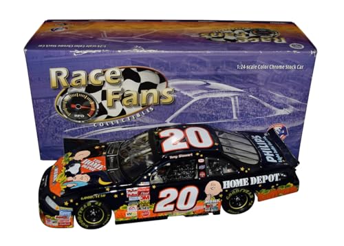 AUTOGRAPHED 2002 Tony Stewart 20 Home Depot SEARCH FOR THE GREAT PUMPKIN (Charlie Brown) RFO Color Chrome Signed Action 1/24 Scale NASCAR Diecast Car with COA