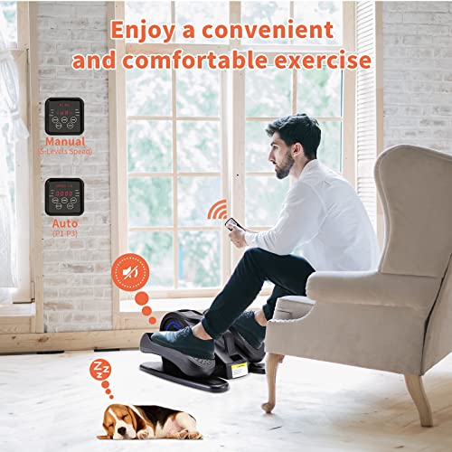 Rollingsurfer Under Desk Elliptical Machine, Adjustable Speeds Elliptical Trainer with Non-Slip Pedal Exerciser and LCD Monitor, Leg Recovery and Therapy for Seniors and Adults