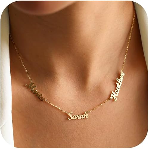 Personalized Multiple Name Necklaces for Women 18K Gold Plated 1-5 Name Chain Necklace Family Necklace Personalized Jewelry Gift For Women