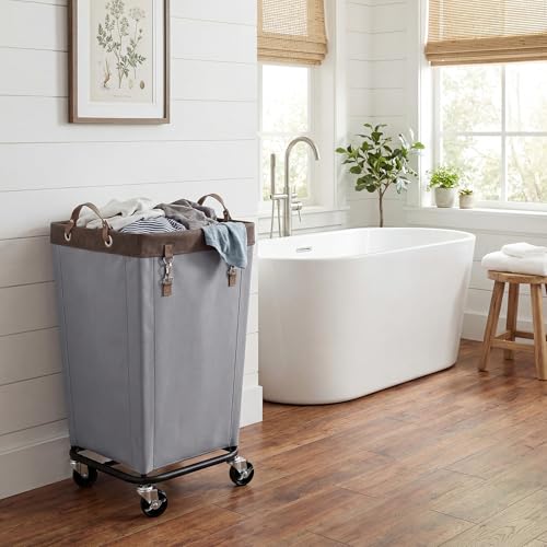 Image of StorageWorks 160L Laundry Basket with Wheels, Large Rolling Hampers for Clothing Organizer, Dirty Clothes Basket for Hotel, Home, Closet, Dorm, Light Grey