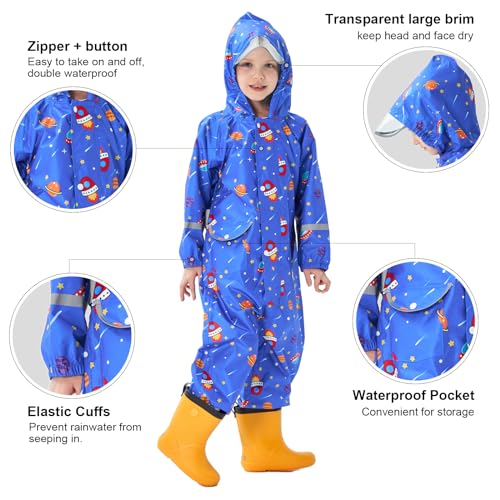 Toddler Rain Suit Girls Raincoat Kids Rain Jacket Boys Rain Coat Waterproof Coverall Muddy Buddies Zipper Rainwear2