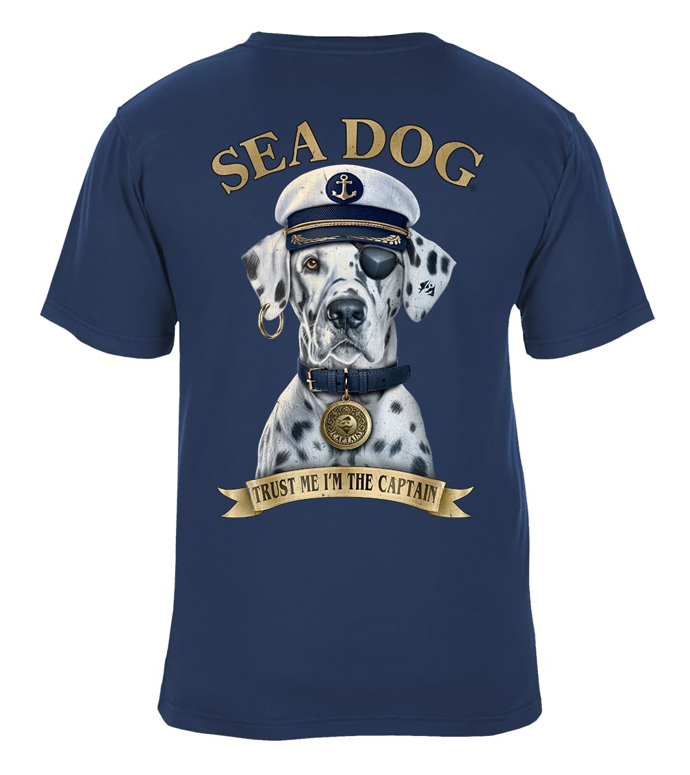 SEA DOG Pirate Captain Sailor Hat Trust Me I’m The Captain Graphic T-Shirt, 100% Ringspun Cotton, Relaxed Fit, Printed in USA