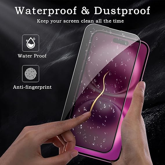Image of [ 2+2 Pack Privacy Screen Protecor for iPhone 16 Plus Anti-Spy Shatterproof Tempered Glass with Camera Lens Tempered Glass 9H Hardness Bubble Free Anti-Glare Case Friendly