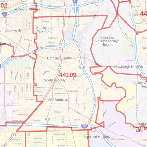 Zip Code Wall Map Of East Cleveland Oh Zip Code Map Ohio Map Guide