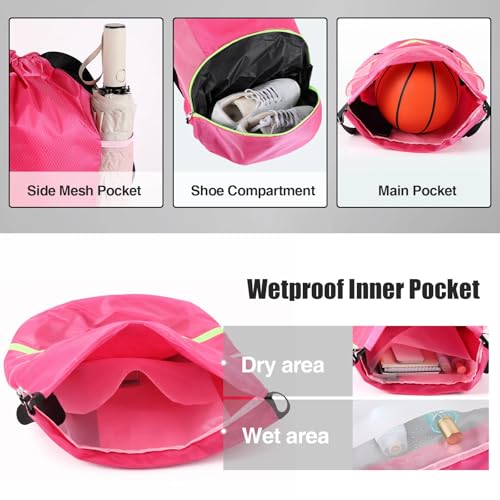 Image of 6 Pcs 6 Pcs Gym Drawstring Backpack Bulk for Men, Multicolor | Drawstring Closure, with Shoe Compartment, Wet Proof Pocket, Lightweight, Durable Build, Gym Practice & Game-day Ready