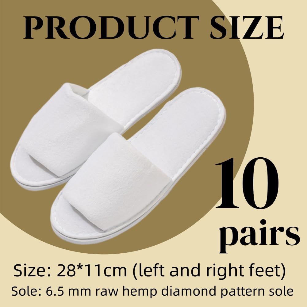 Pantoufles Hotel,10 Pairs Chaussons Jetables,Chaussons D'hôtel,Chausson Hotel Jetable,Chaussons à bout ouvert non jetables,Chaussons de voyage,Chaussons Hotel,Chaussons de Bain