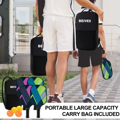 Image of Pickleball Paddles Set of 4, Fiberglass Rackets USAPA Approved