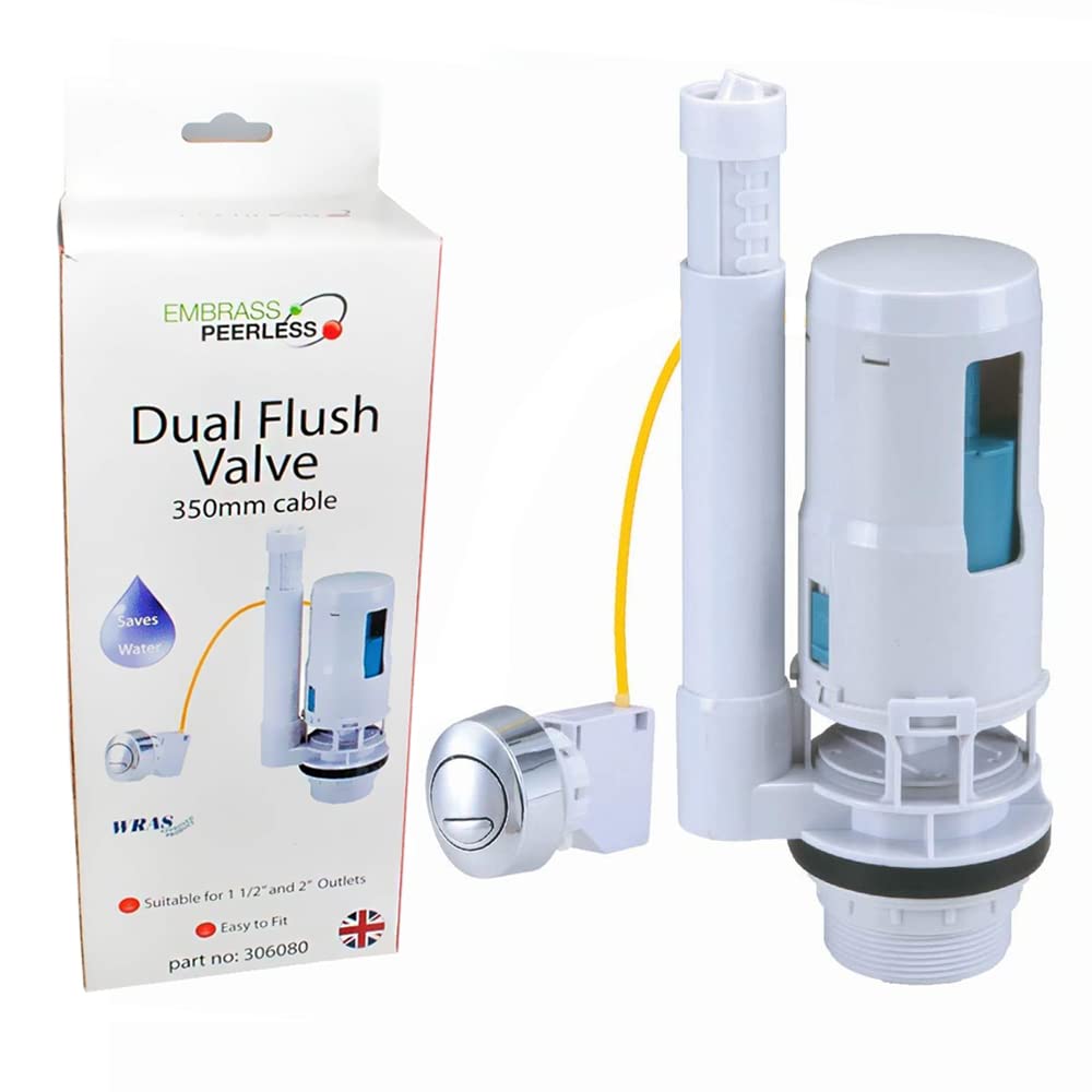 Embrass Peerless Toilet Cistern Dual Flush Valve, Oval Push Button WRAS Approved