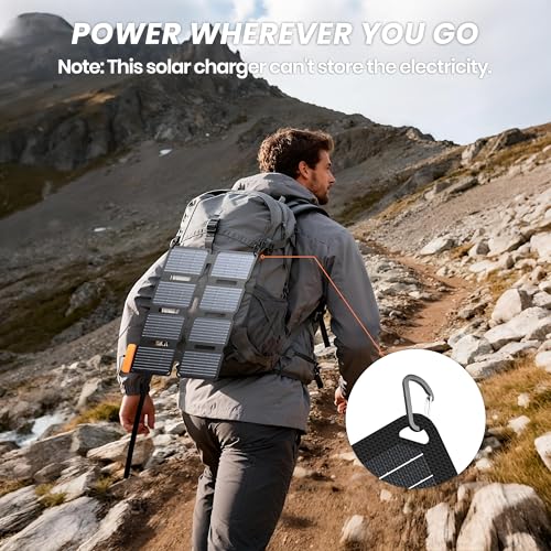 Image of FlexSolar 25W Portable Solar Panel Charger Built-in USB-A & USB-C Ports | Quick Charge , ultra-lightweight emergency charging power for hiking, backpacking, camping and outdoor