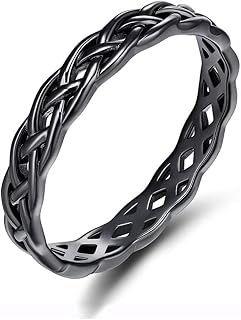 Celtic Knot Eternity Band Ring, Classic Stackable Rings for Women (Silver, Rose Gold, Black Sizes 6-10)
