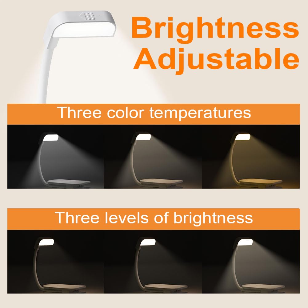 ABOHU LED Reading Light, Rechargeable Clip on Reading Light, 3 Eye-Protecting Modes Book Lamp (Warm/White/Mixed) - Image 4