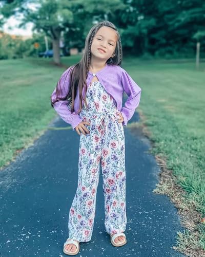 Toddler Little Girl 2 Piece Outfits Long Sleeve Ribbed Knitted Cardigan And Sleeveless Jumpsuit2