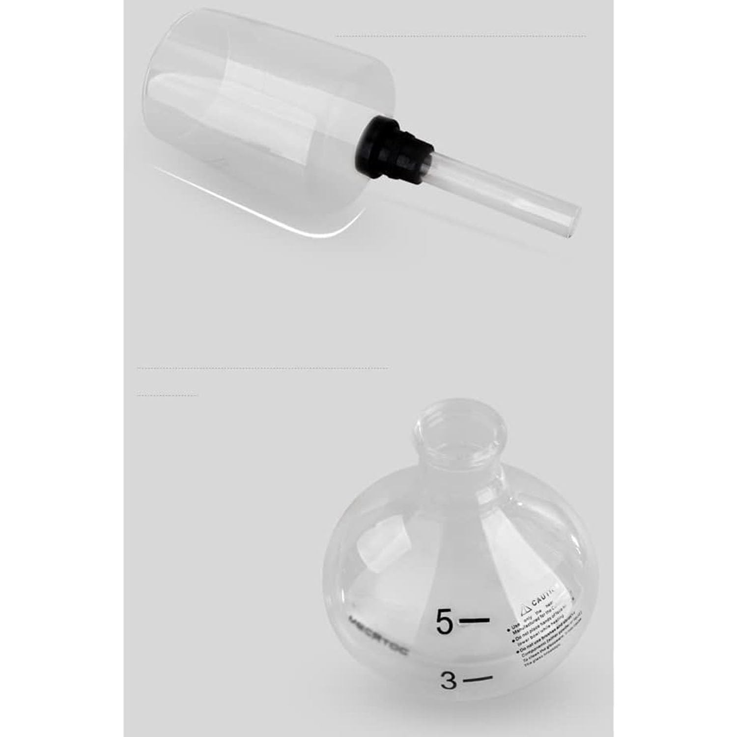 Caffettiera a sifone in vetro retrò da 3-5 tazze, manuale, sottovuoto, for fornello, in vetro borosilicato con manico in noce, for caffè e tè(600ml)