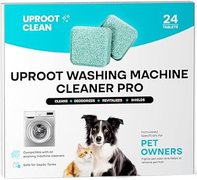 Uproot Clean Washing Machine Cleaner Tablets - 24 Pack for a 12 Month Supply. Formulated for Pet Owners. Compatible with HE, Top & Front Load. Easily Removes Residue, Grime, and Odors. Septic Safe.