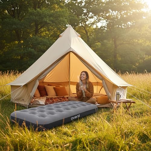 AVENLI Matelas gonflable de camping pour 1 personne - 191 x 73 x 22 cm - Matelas gonflable - Surface de couchage douce avec surface floquée - Lit de voyage pour le camping et la maison – Image 3