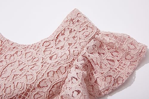 Rysly Toddler Girls Backless Flutter Sleeve Lace Party Dress Elastic Waist Bow Kid Casual Dresses3