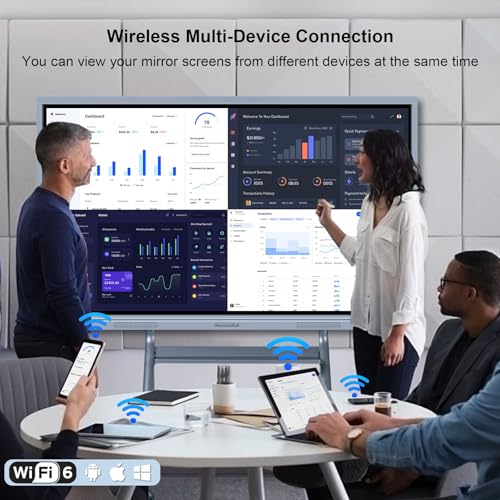 Image of 55'' Smart Board, 8+256 GB Interactive Whiteboard, 4K Electronic Digital Whiteboard with Dual System, Android 12 iOS, Touchscreen Smart Board for Classroom, Office and Home (Wall Mount Included)