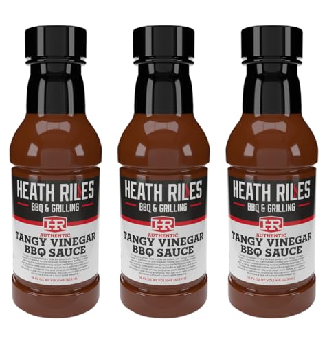 Heath Riles BBQ Sauces, Tangy Vinegar BBQ Sauce, Pit Master Barbecue Sauce For Meat, Marinades, Dressings, 3 bottles,16 oz.