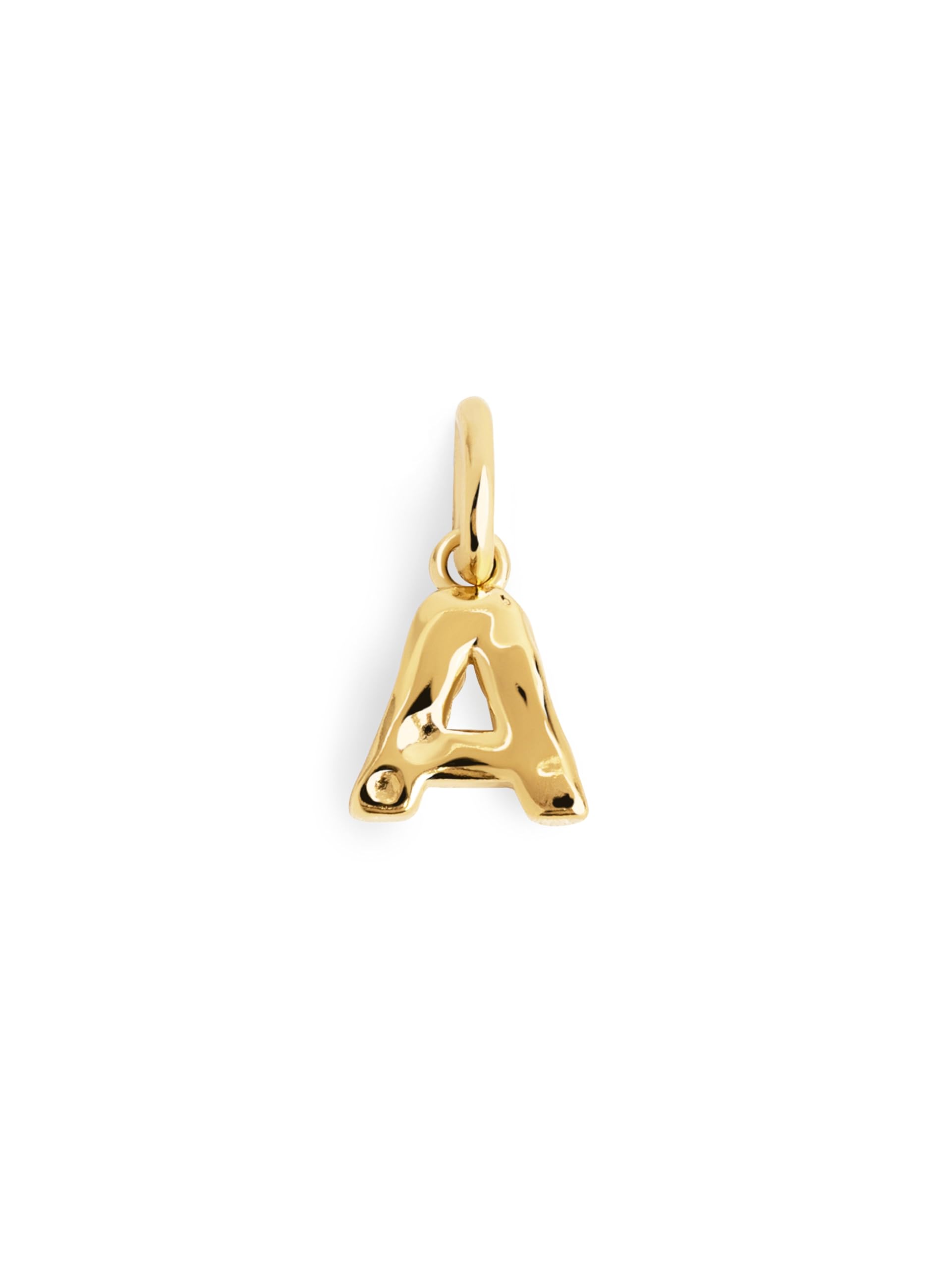 SINGULARU - Charm Letter Organic. Ciondolo con Iniziale in Argento Sterling 925 con Finitura Placcata Oro 18Kt. Abbinabile con Collana. Lettera A-Z
