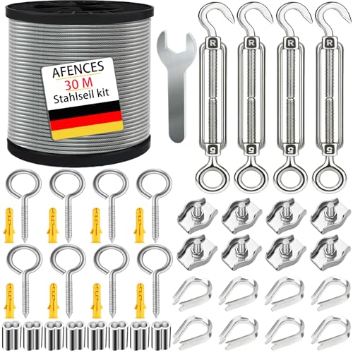 Afences 2mm Edelstahlseil Set mit Spannsystem