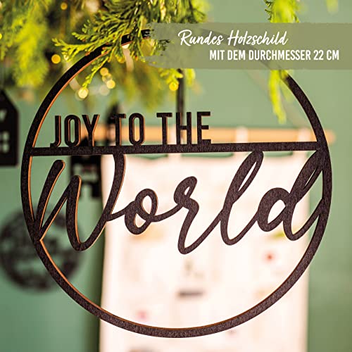 Papierdrachen Wooden Wall Sign - Joy to the World - Black - 22 cm - Christmas Decoration - Image 2