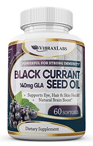 Black Currant Oil 1000 mg - Hexane Free  Natural Anti Aging Antioxidant with High GLA Formula  Supports Hair, Skin, Joint & Eye Health  Softgel Supplement