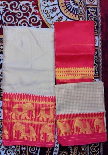 Image of ZITON ARICO MART Women's Indian Traditional Kanjivaram Silk Pure Weaving Lehenga Choli Along With Dupatta And Blouse Piece, Half Saree (Unstitched)