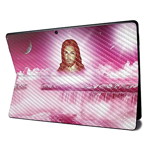 Image of MightySkins Carbon Fiber Skin for Microsoft Surface Pro X - Jesus | Textured Carbon Fiber Finish | Easy to Apply, Remove, and Change Styles | Made in The USA