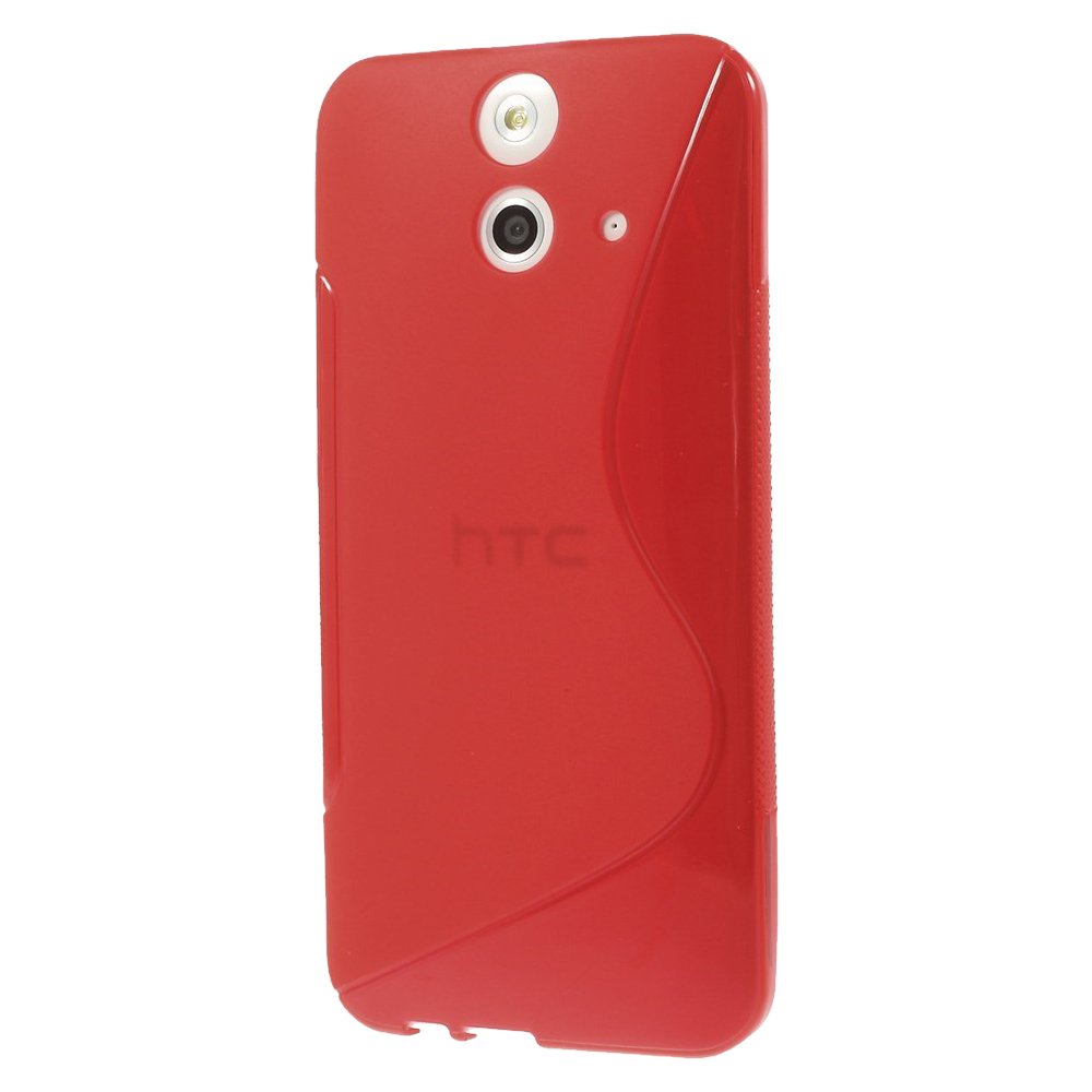 JUJEO S Shape TPU Cell Phone Case for HTC One E8 Ace - Non-Retail Packaging - Red