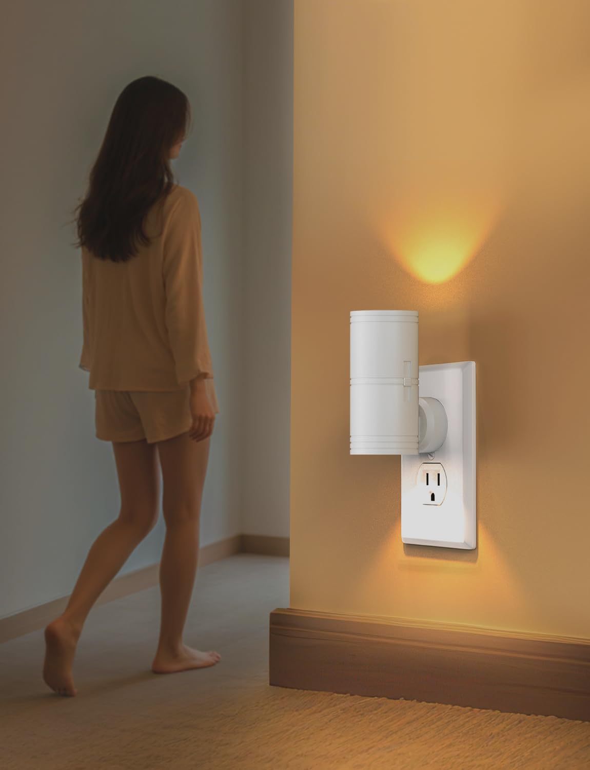 Likelgn Nachtlicht zum Einstecken in die Wand, dimmbares LED-Nachtlicht mit Dämmerungssensor, weiches weißes Licht, für Flur, Badezimmer, Schlafzimmer, Weiß, 2 Stück