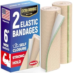 Premium Elastic Bandage Wrap – 6” (2pk) – Strong Compression – Self-Closing Reusable Bandages for Legs, Knee, Abdomen, Lymphedema – Body Wrap
