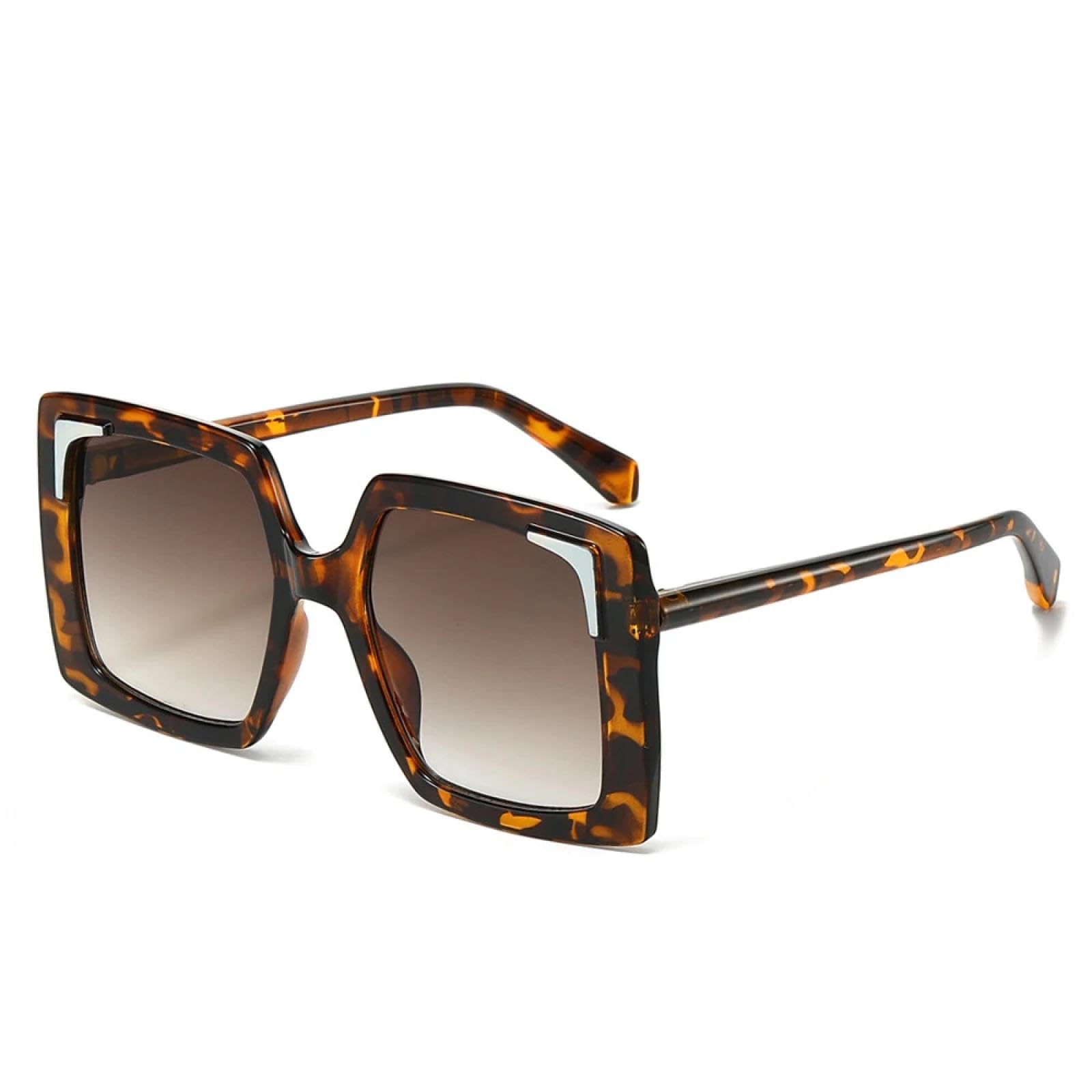 XYXZYX Oversized Sunglasses Women Big Frame Luxury Fashion Sun Glasses for Ladies Retro Trendy Cateye Eyewear Uv400(Leopard Brown)