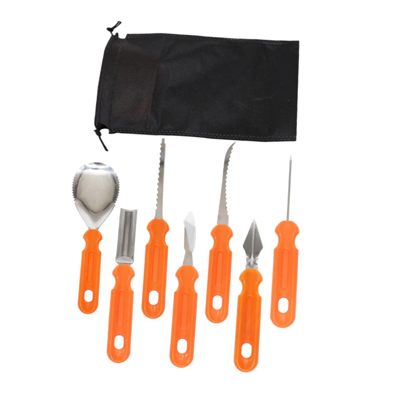 OSALADI 7 Pcs Pumpkin Carving Tool Set Durable Stainless Steel Sculpting Tools for Halloween Decoration Creative Fruit Vegetable Carving with Portable Storage Bag