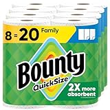 Bounty Quick Size Paper Towels, White, 8 Family Rolls = 20 Regular Rolls (Packaging May Vary)