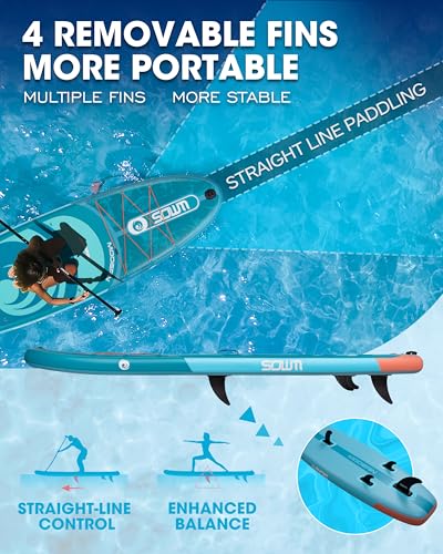 Image of Inflatable Paddle Boards, Stand Up Paddle Board for Adults Youth of All-Round, 10'6'' *33'' * 6'' Extra Wide & No-Slip Sup for Yoga Fishing