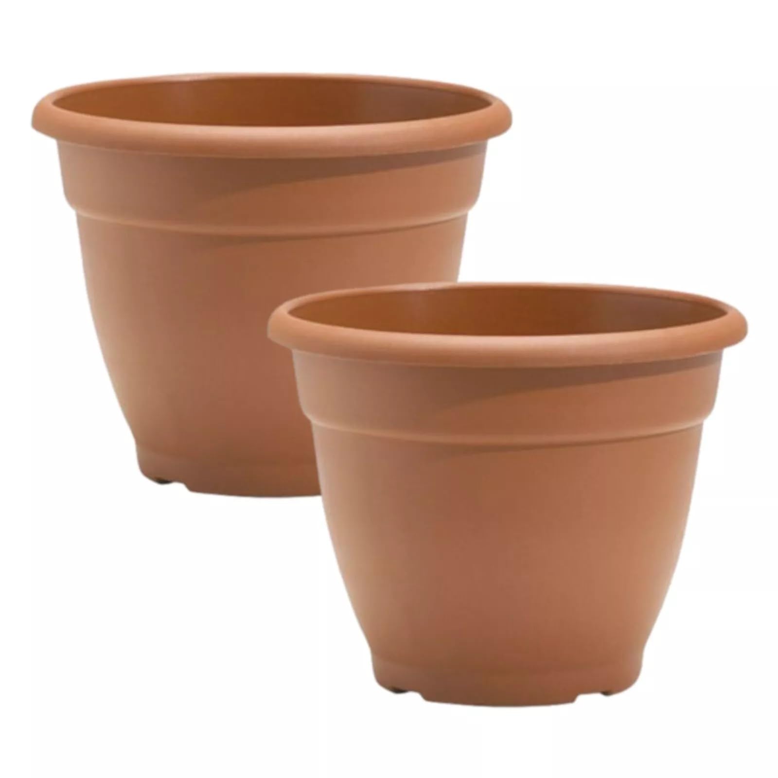 Fyne-Finds Round Plastic Plant Pot 30cm,12inch 9.5Liters Garden Indoor Outdoor Cover Drainage Holes, Weather, Frost Proof Planter (2, Terracotta) — image 1